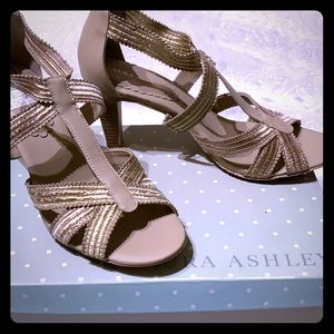 Laura Ashley Gold, Nude, Wheat heel Sandals
